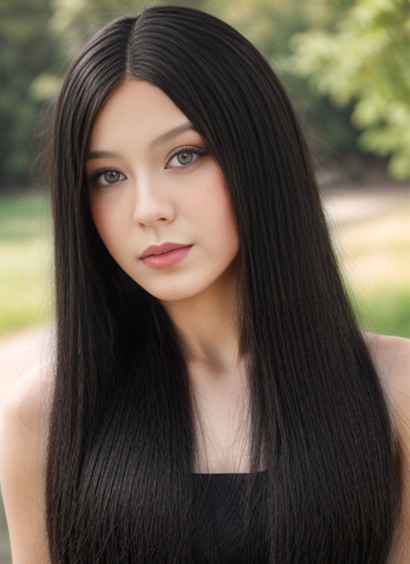 Pre-Plucked Lace Front Wig Black Virgin Hair Silky Straight [RLW01] -  Natural Looking Wigs From