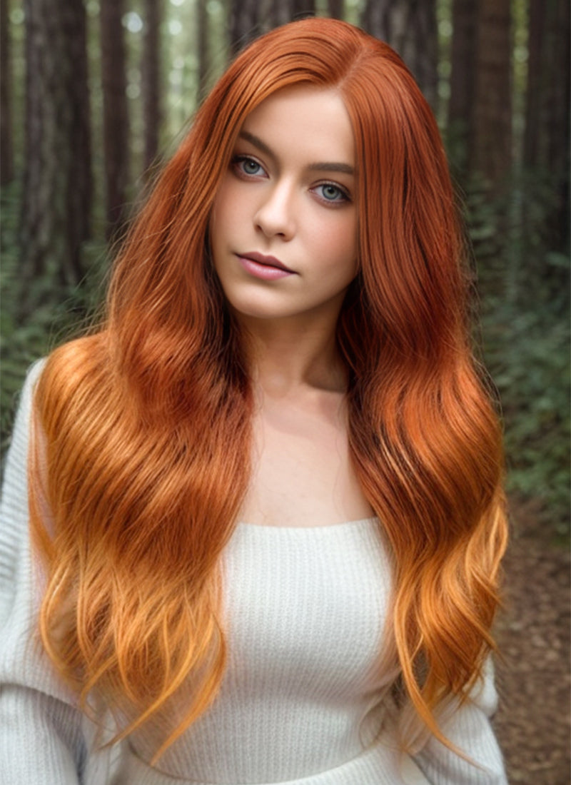 Green and orange outlet wig