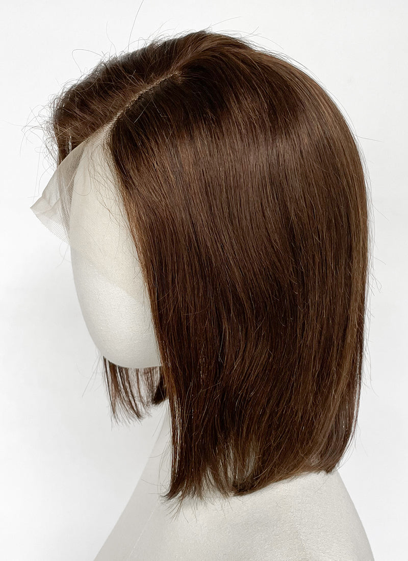 10" Medium Straight Chocolate Brown Bob Lace Front Remy Natural Hair Wig HH204