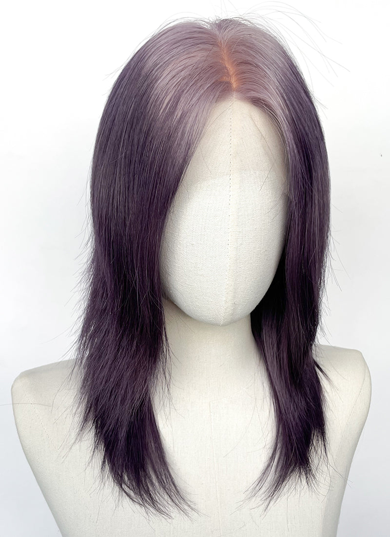 16" Long Straight Two Tone Purple Full Lace With Silk Top Virgin Natural Hair Wig HHW001