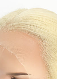 36" Extra Long Straight Bleach Blonde Lace Front Remy Natural Hair Wig HHW002