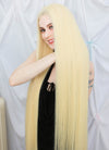 36" Extra Long Straight Bleach Blonde Lace Front Virgin Natural Hair Wig HHW002