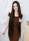 36" Extra Long Straight Black Lace Front Virgin Natural Hair Wig HHW003