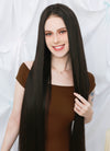 36" Extra Long Straight Black Lace Front Virgin Natural Hair Wig HHW003