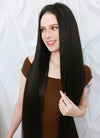 36" Extra Long Straight Black Lace Front Remy Natural Hair Wig HHW003