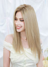 18" Long Straight Mixed Blonde With Dark Roots Lace Front Virgin Natural Hair Wig HHW005