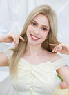 18" Long Straight Mixed Blonde With Dark Roots Lace Front Virgin Natural Hair Wig HHW005