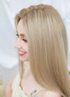 18" Long Straight Mixed Blonde With Dark Roots Lace Front Virgin Natural Hair Wig HHW005