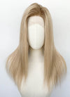 18" Long Straight Mixed Blonde With Dark Roots Lace Front Virgin Natural Hair Wig HHW005