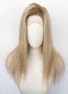 18" Long Straight Mixed Blonde With Dark Roots Lace Front Remy Natural Hair Wig HHW005