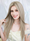 22" Long Straight Mixed Ash Blonde Full Lace With Mono Crown Remy Natural Hair Wig HHW010