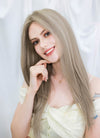 22" Long Straight Mixed Ash Blonde Full Lace With Mono Crown Remy Natural Hair Wig HHW010