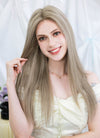 22" Long Straight Mixed Ash Blonde Full Lace With Mono Crown Remy Natural Hair Wig HHW010