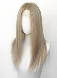 22" Long Straight Mixed Ash Blonde Full Lace With Mono Crown Remy Natural Hair Wig HHW010