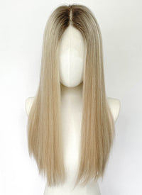 22" Long Straight Mixed Blonde With Dark Roots Full Lace Virgin Natural Hair Wig HHW011