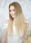 24" Long Straight Two Tone Blonde Lace Front Virgin Natural Hair Wig HHW012