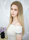 24" Long Straight Two Tone Blonde Lace Front Virgin Natural Hair Wig HHW012