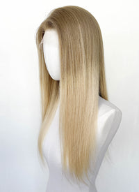 24" Long Straight Two Tone Blonde Lace Front Virgin Natural Hair Wig HHW012