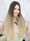 26" Long Straight Brown Blonde Ombre Lace Front With Silk Top Virgin Natural Hair Wig HHW013