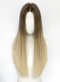 26" Long Straight Brown Blonde Ombre Lace Front With Silk Top Virgin Natural Hair Wig HHW013