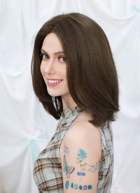 14" Medium Straight Brunette Lace Front Remy Natural Hair Wig HHW014