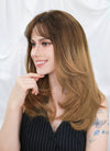 18" Long Straight With Bangs Two Tone Brown Lace Front Virgin Natural Hair Wig HHW016