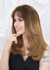 18" Long Straight With Bangs Two Tone Brown Lace Front Remy Natural Hair Wig HHW016