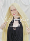 36" Extra Long Straight Bleach Blonde Lace Front Remy Natural Hair Wig HHW002