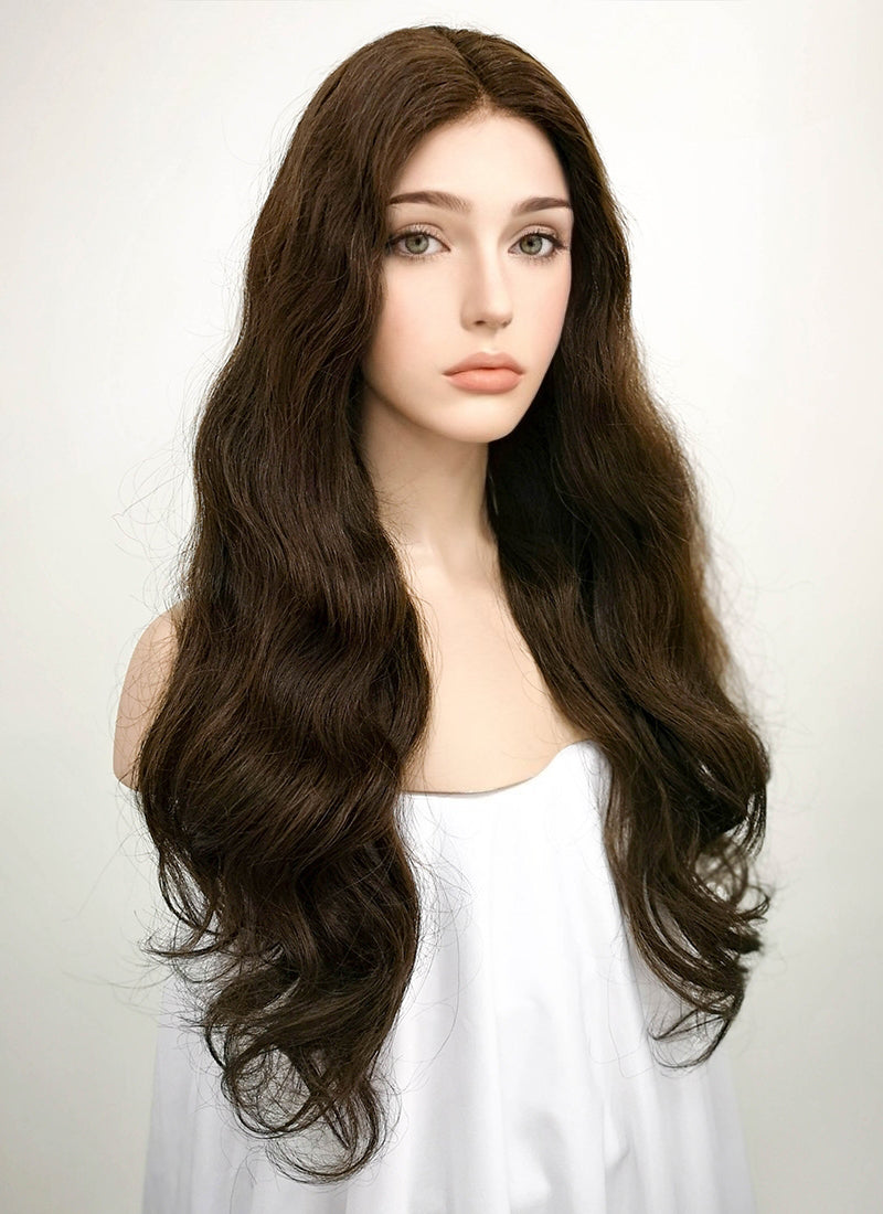 Brown long curly clearance hair wig