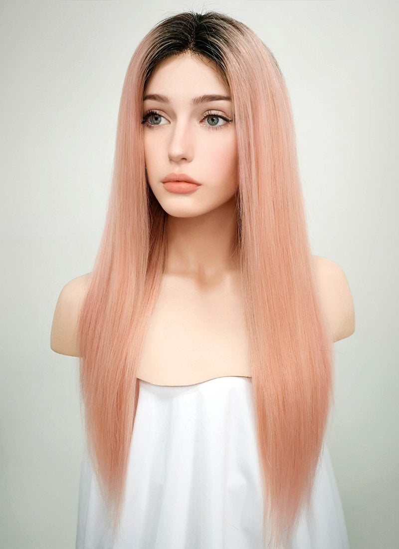 Pink wig outlet with roots