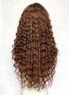 20" Long Curly Brown Lace Front Remy Natural Hair Wig HH202