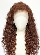 20" Long Curly Brown Lace Front Remy Natural Hair Wig HH202