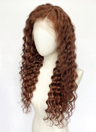 20" Long Curly Brown Lace Front Remy Natural Hair Wig HH202